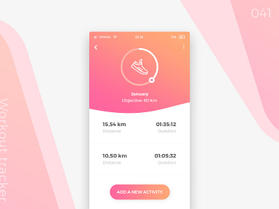 Daily UI #041 - Workout Tracker 041 app clean daily ui dailyuichallenge design gradient icon mobile app photoshop running ui ux vector workout tracker