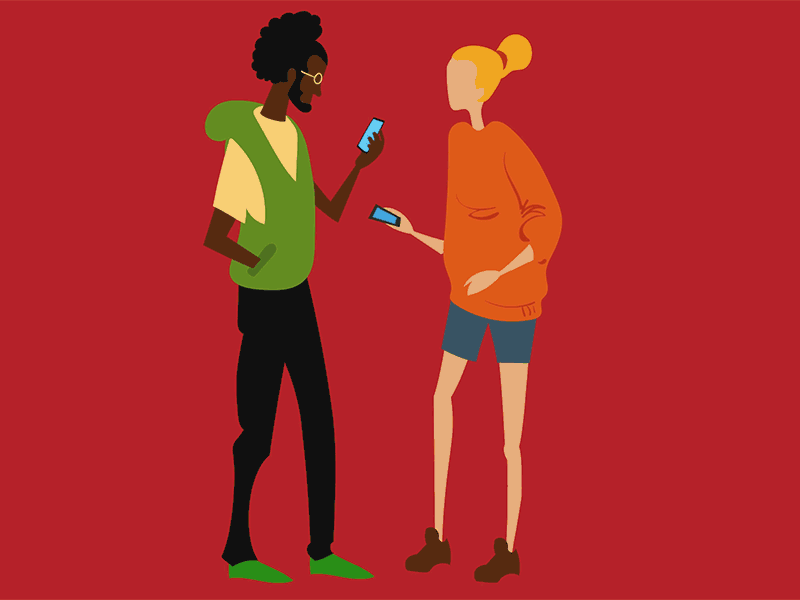 Couple with Phones animation 2d