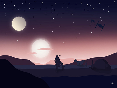 The Mandalorian design illustration landscape mandalorian procreate star wars