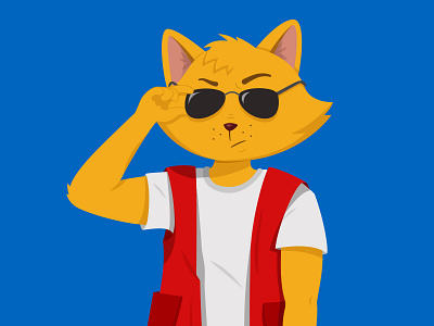 Cool Cat animal cat character character design cool furry illustration illustrator mood rebel rock
