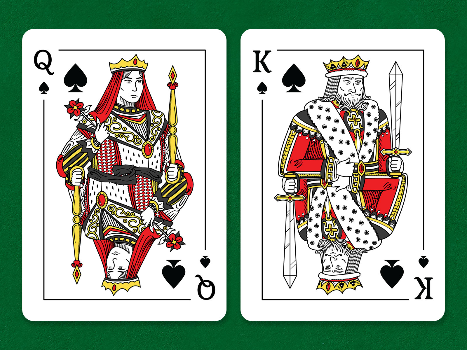 playing cards hearts king queen knave