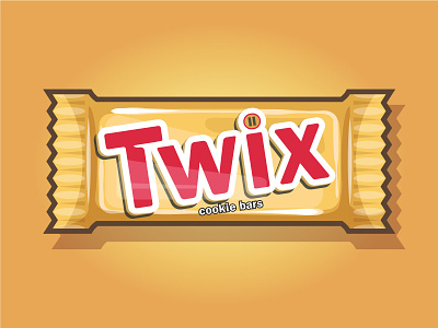 Twix Chocolate Bar 2d brand candy chocolate chocolate bar food food illustration illustration illustrator snack twix vector vector art wrapping