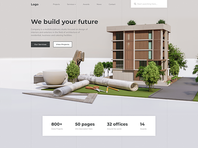 Architecture agency website - WIP 3d agency architecture building design exterior gray home page interior minimalist model pastel property real estate residence small studio ui web design website