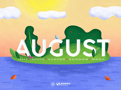 Smashing Magazine Illustration august calendar illustration island lake nature photoshop smashing magazine wallpaper