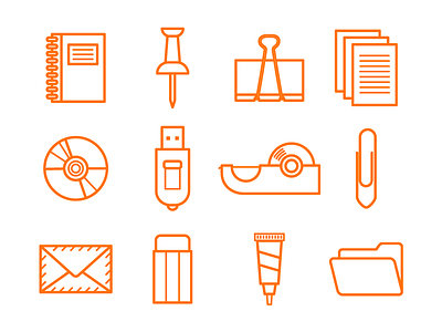 Office Desk Stuff Pt. 2 design desk icon illustrator line office orange supplies vector work