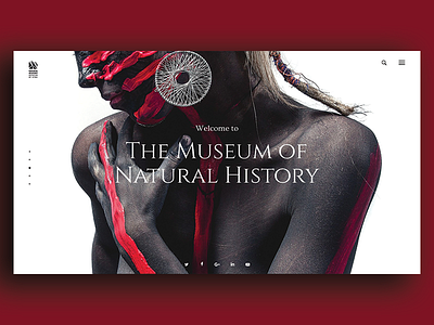 Museum Of Natural History Header Concept culture header history minimalist modern museum natural red website white