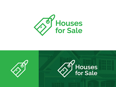 Houses For Sale Logo Concept 2 apartment brand branding green home house houses for sale icon identity logo logo design mark price price tag property real estate residence sale tag vector
