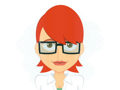 Penny cartoon character drawing female glasses illustration mascotte red head