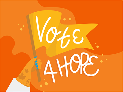Vote 4 Hope arm blue democracy fingers flag hand hands hope illustration manicure nails ndp orange person sparkle tattoo vote yellow