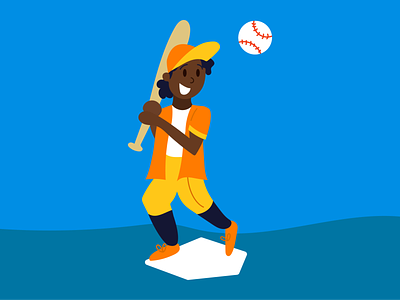 Schwing! baseball baseball bat baseball cap baseball hat bat blue diamond illustration orange pitch sports sports illustration swing vector yellow