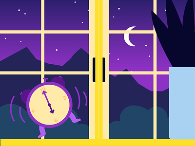 Early mornings are always worth it clock dawn early illustration morning mountains orange purple sunrise vector vectorart yellow