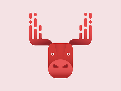 Melty Moose animals geometric gradient illustration liquid moose pink red