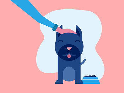 Good Boi animal blue dog dog food eat feed illustration love loving navy blue pet pet food petty pink