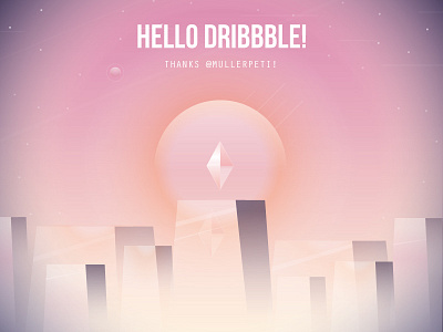 Hello Dribbble! crystal dribbble hello illustration scifi star