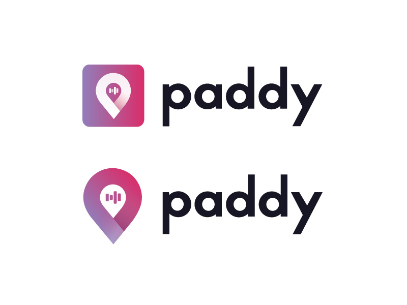 Paddy Logo Design purple red text icon gradient paddy logo