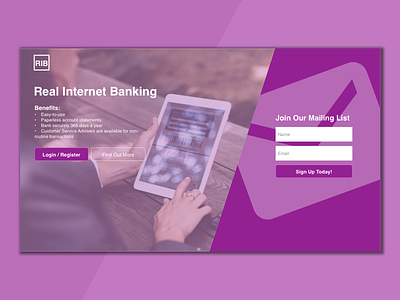 Internet Banking - Landing Page