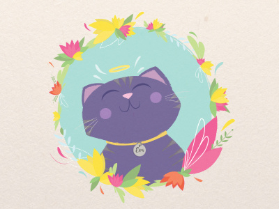 Eva cat character cute eva flowers illustration kitten rip