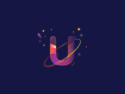 U is for Universe galaxy gradients letter planet rocket space type u universe