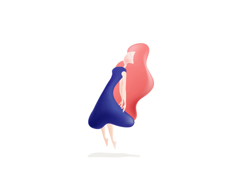 Floating character after effects 2d dress flowy hair animation illustration float peace girl