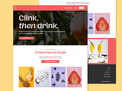 Clink, then Drink design fruit graphic design layout marketing orange pink web web design website website design