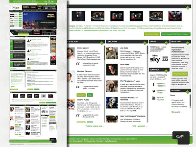 Website of a poker TV channel footer green poker website