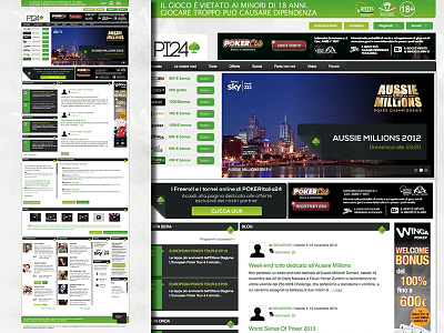 Website of a poker TV channel footer green poker website
