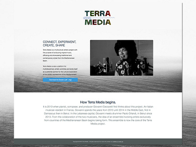 Artistic music project - Landing page