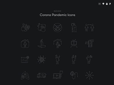 Nucleus COVID-19 Icons Detailed adobe xd corona covid 19 design figma iconjar icons iconset illustration infographic minimal sketch ui ui8 uiux ux vector web