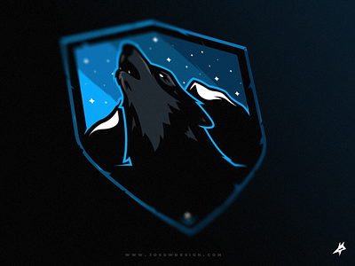 Howling Wolf Mascot Logo badge brand emblem esports identity logo mascot night sky sports wolf