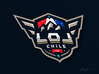 LoL Chile +18 badge community emblem league legends mountains of sports stars