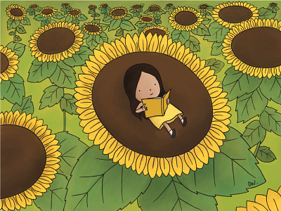 Sunflowers book floral flowers girl reading sunflower sunflowers yellow