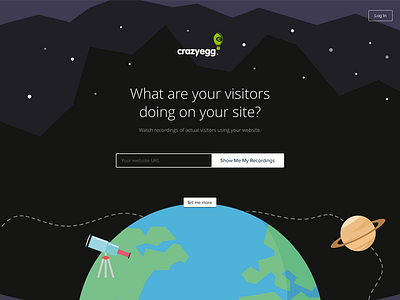 Landing page design for Crazy Egg analytics dark data landing page space typography ui ux visual design website