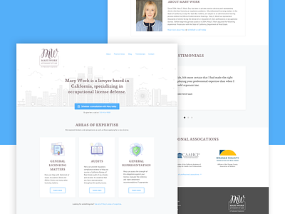Website for Mary Work, Esq. blue branding branding design clean cta design gray homepage icons landing page lawyer layout marketing redesign simple ui ux website wordpress