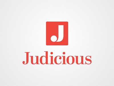 Logo for Judicious branding font identity j logos logo logo design logo mark logotype marketing minimalist red simple ui ux wordmark