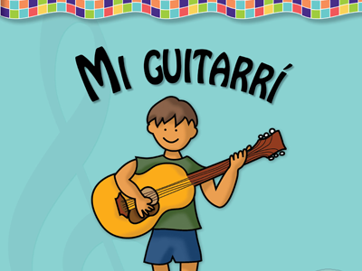 Mi Guitarri book book cover brand branding calico cover guitar illustration music song song book spanish treble typography