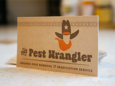 The Pest Wrangler (business cards) business business card card cowboy cowboy hat grunge hat pest pest wrangler western wrangler
