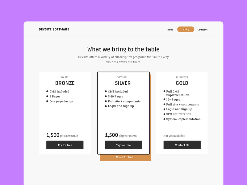 Pricing UI designs, themes, templates and downloadable graphic elements ...