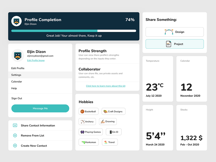 Profile UI designs, themes, templates and downloadable graphic elements ...