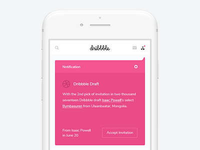 Hello, Dribbble ! clean draft first shot hello invitation ios notification ui