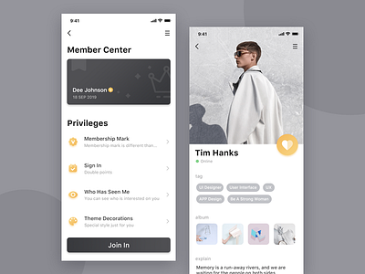 Member Center Design app design page ui users ux