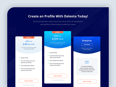Select Package for Online Coaching Platform blue coaching platform dribble interaction design price product design sketch uidesign uxdesign web app web design