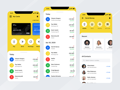 Mobile Wallet Offering App contacts invite contacts ios app design minimal mobile app mobile banking mobile design online online transactions pay product design recharge account ux design walletapp