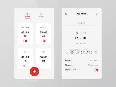 Alarm/Events alarm app mobile app mobile app design mobile ui reminder simple ui