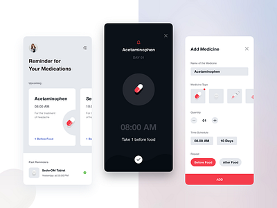 Medicine Reminder app medicine mobile ui reminder simple tablet ui ui ux