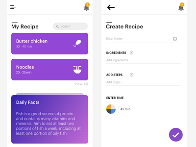 Food Recipe App food home kitchen kitchen recipe ui ux