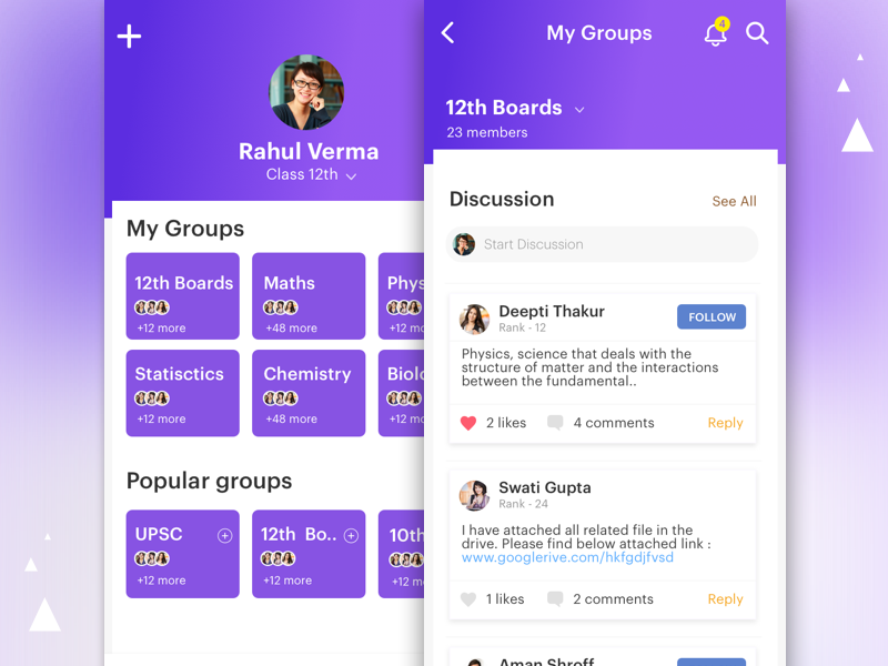 E - Learning App by Vaibhav Davar on Dribbble