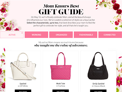 Mother's Day Gift Finder css floral flowers gift finder gift guide html mothers day sort vera bradley web