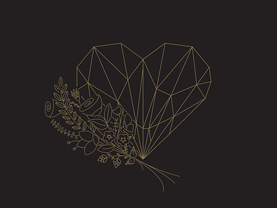 Wedding logo art deco floral flowers geometric hand drawn heart icon line art logo low poly vector wedding