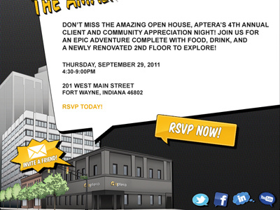 Open House Email Promo - 2 buttons comic email invite open house