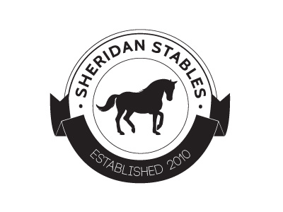 Sheridan Stables Logo (Concept) circle dressage horse logo one color ribbon sheridan stables stable